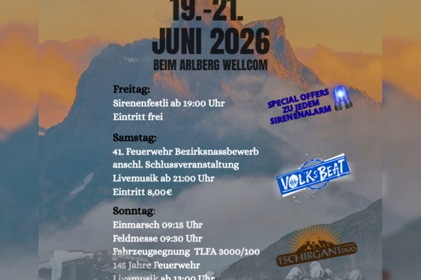 41. BEZIRKS- NASSLEISTUNGSBEWERB  DES BEZIRKES LANDECK AM 20. JUNI 2026   IN ST. ANTON AM ARLBERG