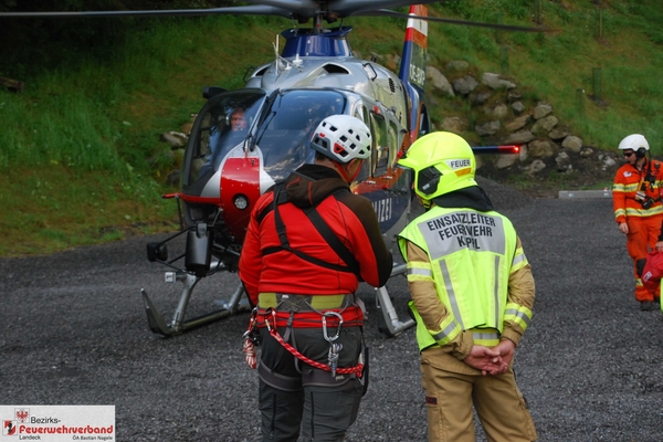 Waldbrand nach Blitzschlag am Köpföe (Gemeinde Kappl)