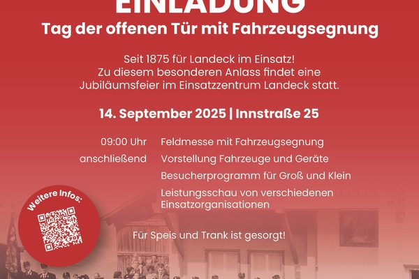 150 Jahre Feuerwehr Landeck - Einladung zur Jubiläumsfeier