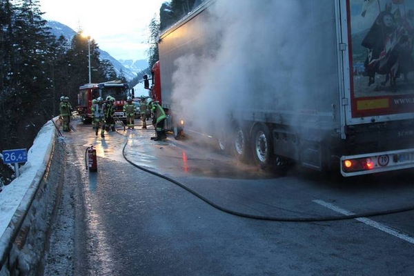 LKW Brand auf der Reschenbundesstraße